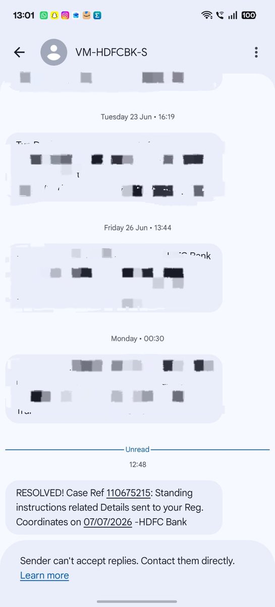 Lenny2711's tweet photo. @HDFC_Bank @HDFCBank_Cares closing a case number without any intimation / phone call / resolution for my issue against 110675215? Not cool. I'm having to pay higher subscription fees for no reason at all. Restricting a payment even though I've given approval? https://t.co/UhaE0Vaais