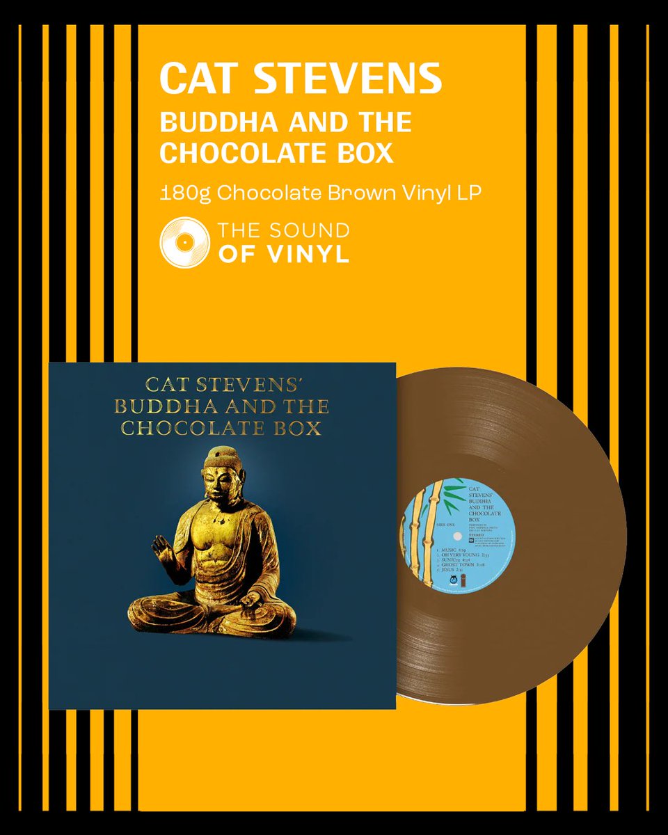 TheSoundofVinyl's tweet photo. NEW ARRIVAL! Cat Stevens – Buddha and the Chocolate Box

Newly remastered and pressed on beautiful 180g Chocolate Brown Vinyl, this timeless album features fan favourites including Oh Very Young, King of Trees and Ready.

Shop now >> https://t.co/wyPvkVGkI0 https://t.co/UM2PNer74M