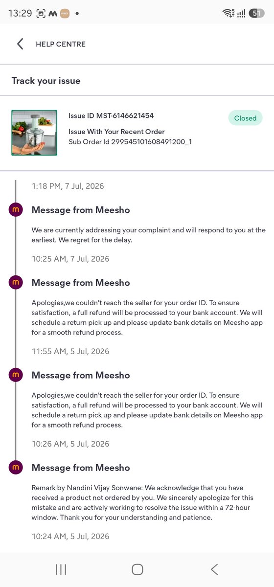 dolly2190's tweet photo. @Meesho_Official Conversation with  @Meesho_Official . The agents mention they will resolve issue, but without resolving they close the ticket https://t.co/klYwV5n7XX