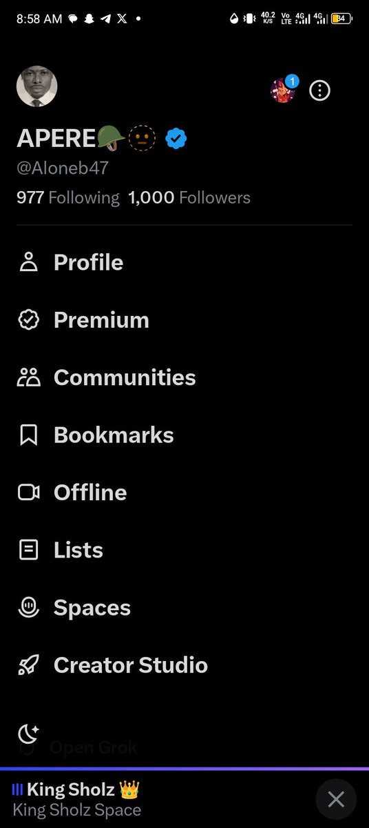 Aloneb47's tweet photo. Woke up to exactly 1000 followers 🥳 🎊 
This is what 6 days of grinding hard can give please build your X account 
Now let's focus on 5M impressions https://t.co/FqBTRAFbex