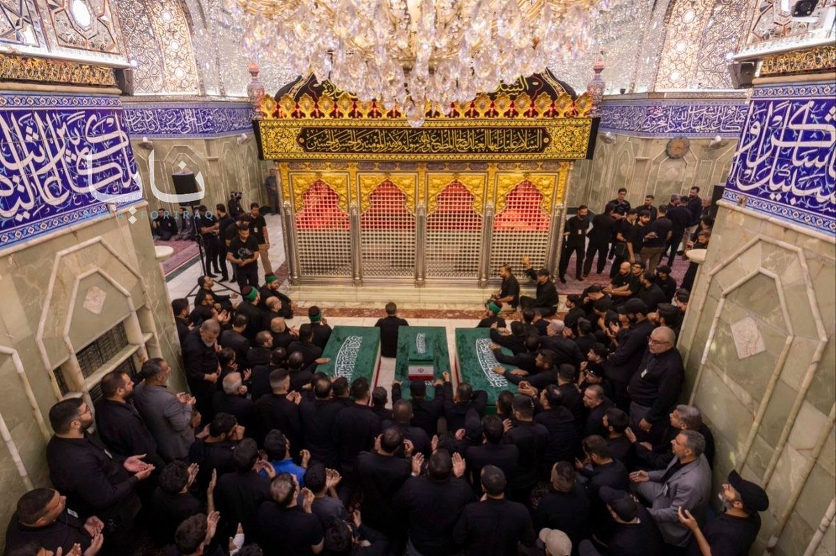 jacksonhinkle's tweet photo. The bodies of the family of the martyred leader of the Islamic Revolution are being carried around the shrines of Imam al-Hussein and al-Abbas. https://t.co/vT7gmFtJhr