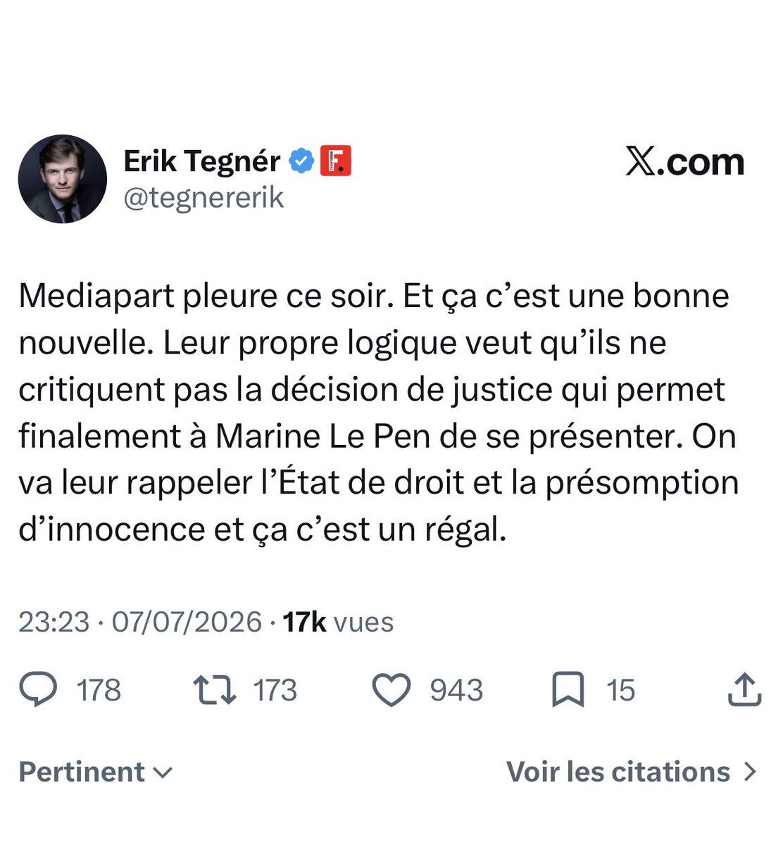 realmarcel1's tweet photo. Marine Le Pen a été condamnée en appel, elle n’est plus présumée innocente, elle est coupable
Le pourvoi en cassation suspend l’exécution de la peine, pas la condamnation https://t.co/1D8Qk3cwXW