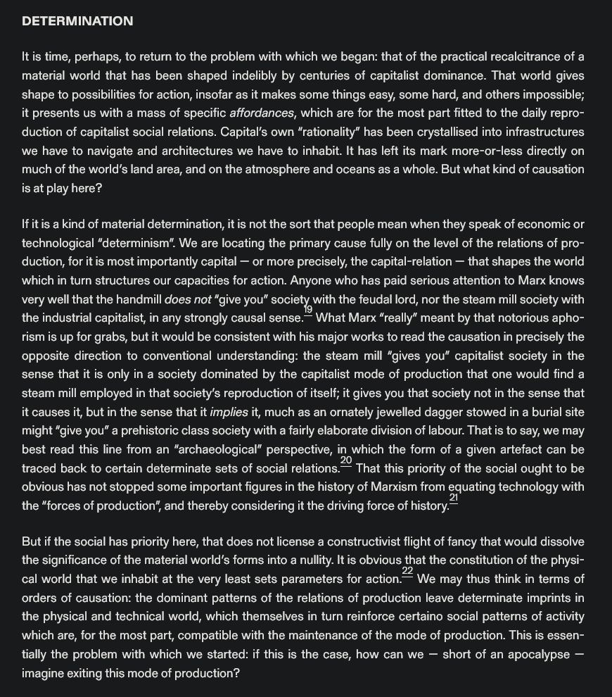 Prada_Meinhof's tweet photo. .@endnotesjournal/@roblucas on infrastructures, artefact politics, &amp; “communist” technologies:

“[T]he dominant patterns of the relations of production leave determinate imprints in the physical &amp; technical world, which themselves in turn reinforce certain social patterns of” https://t.co/CTI6pLekvY
