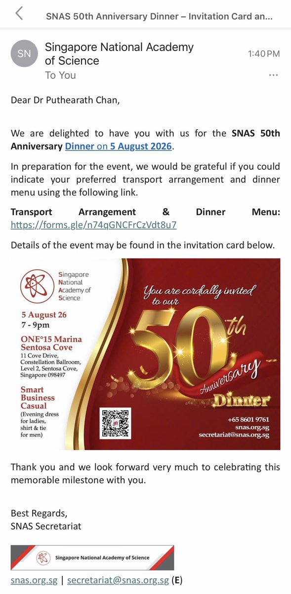 CCputhearath's tweet photo. See you at the 50th Anniversary of Singapore National Academy of Science (SNAS). Proud to be part of SNAS! https://t.co/CmvYpqy9cK