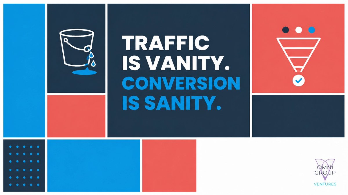 Jonmoss77's tweet photo. Traffic is vanity. 
Conversion is sanity. 

Most brands have a "leaky bucket" problem. 
They pour money into ads with no system to capture and convert the leads. 

Plug the leaks. 
Build the funnel. 💰 

#Conversion #MarketingFunnels #OGV https://t.co/Dm5WnsbWui