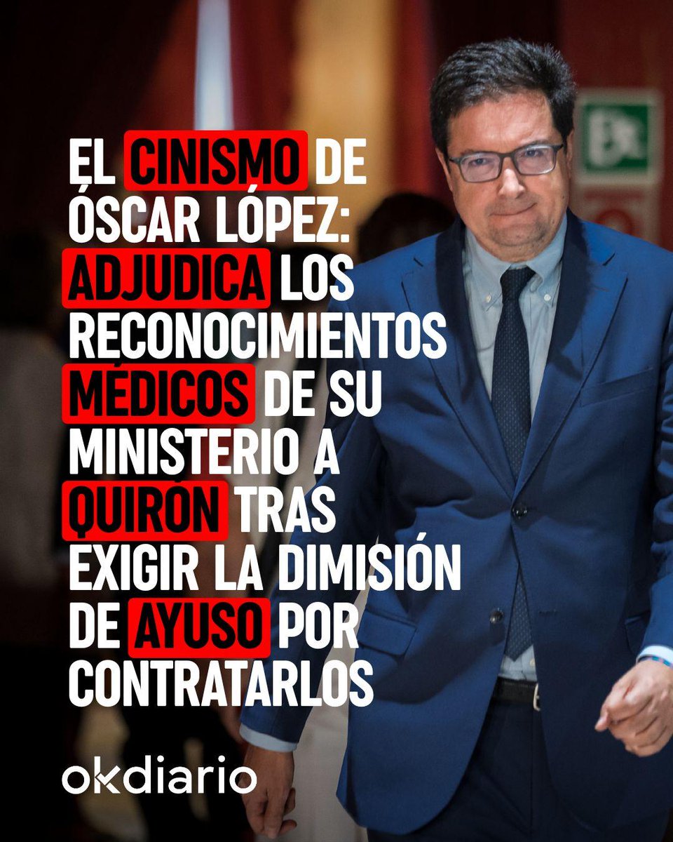 okdiario's tweet photo. ‼️ El cinismo de Óscar López. 

📲 Noticia completa: https://t.co/HCr3bNBZFI https://t.co/4rmp6l5XEO