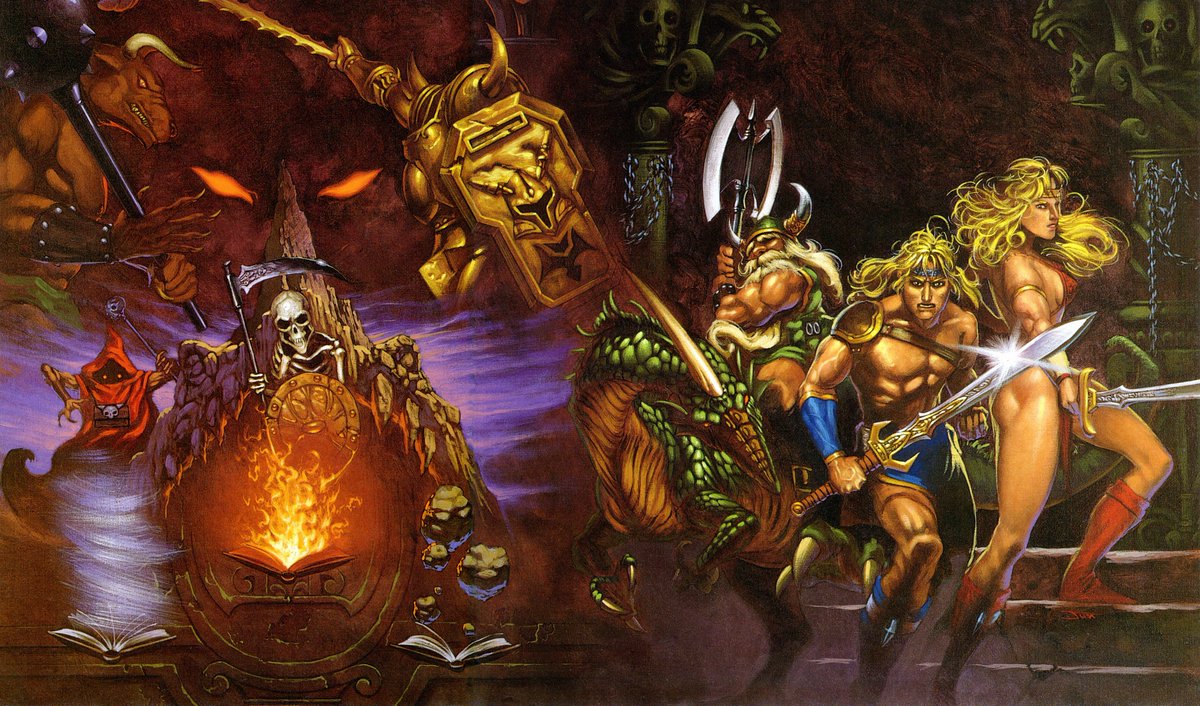 peachflavor3d's tweet photo. The artwork of #GoldenAxe II by Jun Satoh used on the cover of the Japanese #Sega #MegaDrive release (front and back). This is a v2 of my previous attempt using a much better source applying some clean/retouch without upscaling. https://t.co/yjFyKEZrHj