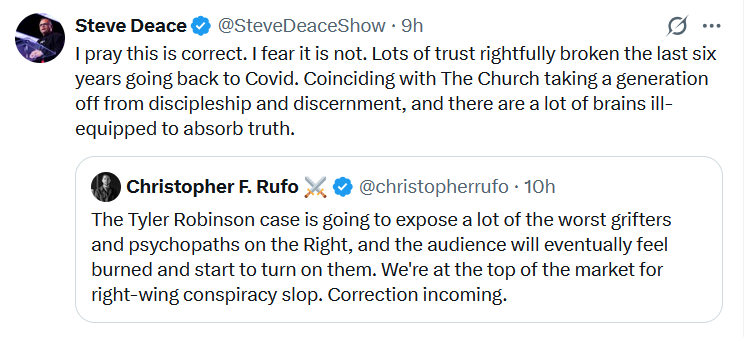 Pastor_Gabe's tweet photo. The reason people follow influencers like Candace and Carroll is because they don't want the truth. They love gossip and crave controversy. The truth in this trial won't change them much.

They "will turn away from listening to the truth and wander off into myths" (2 Tim. 4:4). https://t.co/96yFdZ5BIS