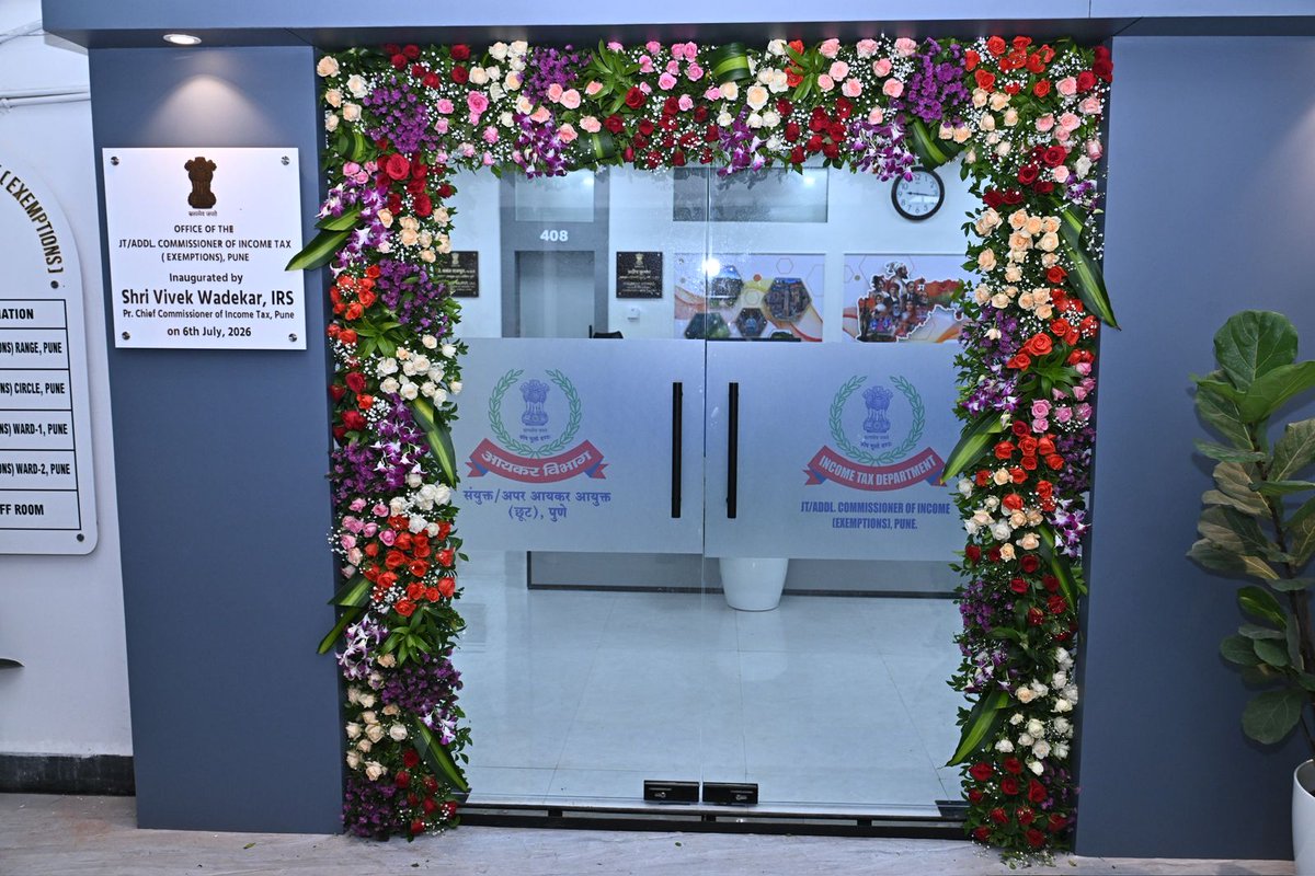 IncomeTaxPune's tweet photo. The Office of the Joint/Additional Commissioner of Income Tax (Exemptions), Pune, located at PMT Building, Swargate, was inaugurated by Shri Vivek Wadekar, IRS, Hon’ble Principal Chief Commissioner of Income Tax, Pune, in the gracious presence of Shri Rahul Raman, IRS, Hon’ble Chief Commissioner of Income Tax, Pune and Shri Nitin Waghmode Commissioner of Income tax Exemptions, Pune.

The new office marks another step towards strengthening the functioning of the Exemptions Charge and enhancing taxpayer services through improved infrastructure. @IncomeTaxIndia