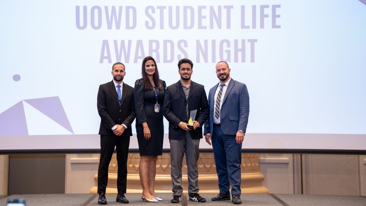 UOWD's tweet photo. At this year's UOWD Student Life Excellence Night, we celebrated the students whose leadership, volunteering and commitment continue to strengthen our university community.

#UOWD #StudentLife #Leadership https://t.co/DZU0sWiQkm