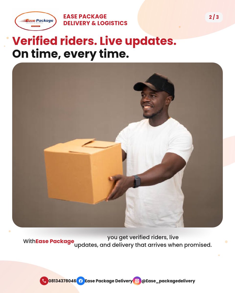 Easepackage's tweet photo. As an E commerce business owner who need a reliable and fast delivery in Ekiti
Contact us to book
your delivery.
#EasePackageDelivery #EkitiDelivery #EkitiLogistics #EkitiBusiness
#VerifiedRiders #ReliableLogistics #DeliverWithEase #NaijaBusiness
#TrustedDelivery #OnTimeDelivery https://t.co/9xbielE2Mb