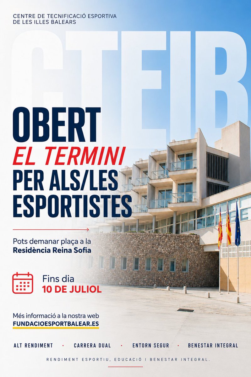 cteib_balears's tweet photo. Termini obert per demanar plaça a la Residència Reina Sofia @Jbauzamayol @joantonramonell https://t.co/SUBNhoDzhm