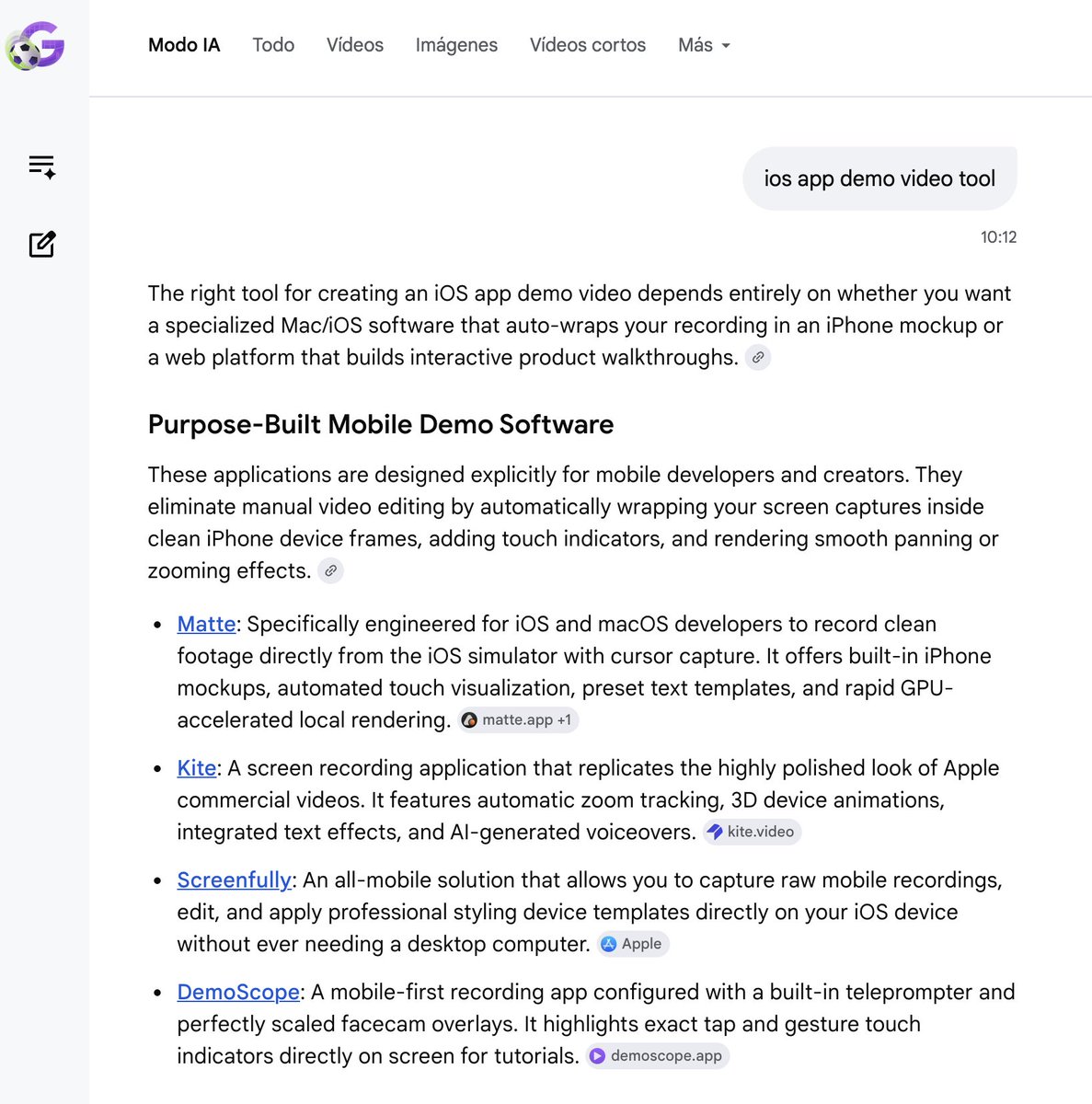 josesaezmerino's tweet photo. Not to brag but if you ask Google, @matte_app is #1 app for iOS app videos :) https://t.co/xKjcKpkkoD