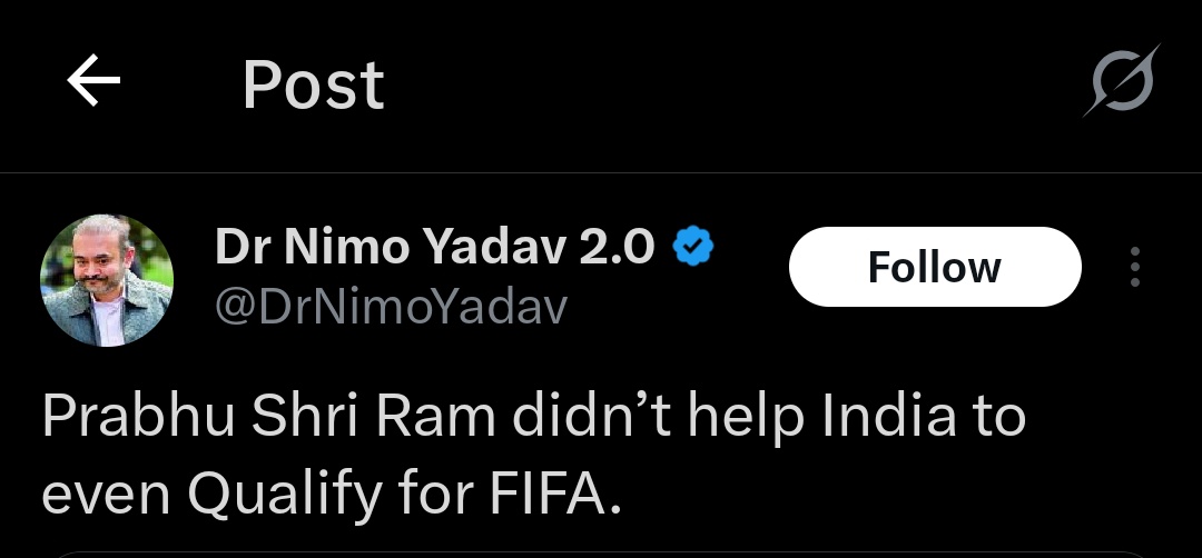 HPhobiaWatch's tweet photo. He is a Pakistani. 

He poses his location as South Indian because Pakistanis are too ashamed to reveal their location due to grooming rape gangs in UK

He mocks Hindu deities for not qualifying for World Cup 

But his beef eating Allah country ranks 198 in FIFA ranking while India ranking is 139