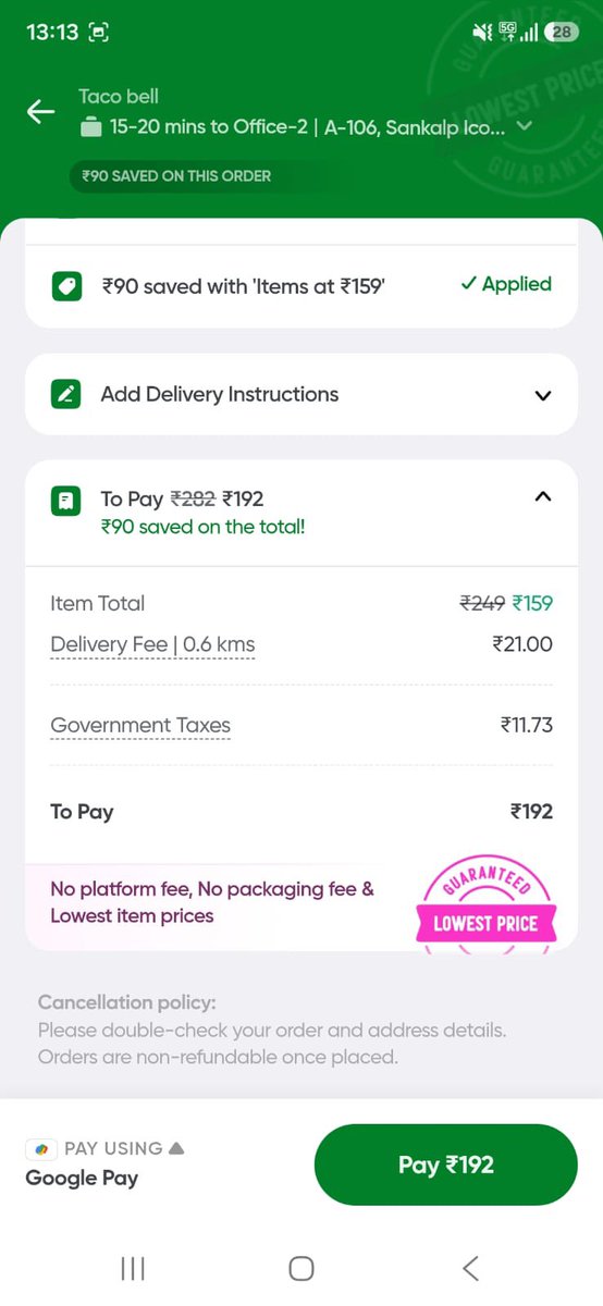 jayvaja_11's tweet photo. I was ordering food from @Swiggy and #Toing same company 2 different platform and 2 different prices for same order,  but how can GST rates are different? And what is Restaurant GST and Delivery GST?

#Swiggy https://t.co/OzFQnDjysC