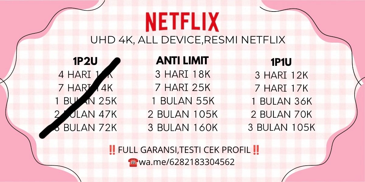 viqeaz's tweet photo. 1P2U close sementara yaa🙂‍↕️

redi nētflix prem harga murah dan full garansi
testi ada di profil yaa💕

☎️https://t.co/HvOZ7w8DHr

#zonauang https://t.co/okM1N5wKl0