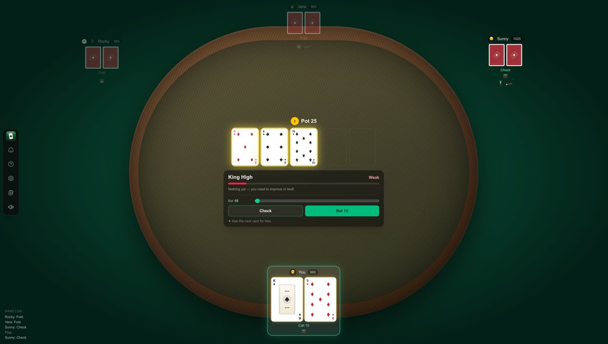 Denny_Lvc's tweet photo. 🃏 Learn Poker modes (Single &amp; Multiplayer). Long gone are the times where building something takes weeks.  

"Fuck around &amp; find out" is here.
https://t.co/XLCiIJdXxb https://t.co/WHZtl7uWnW