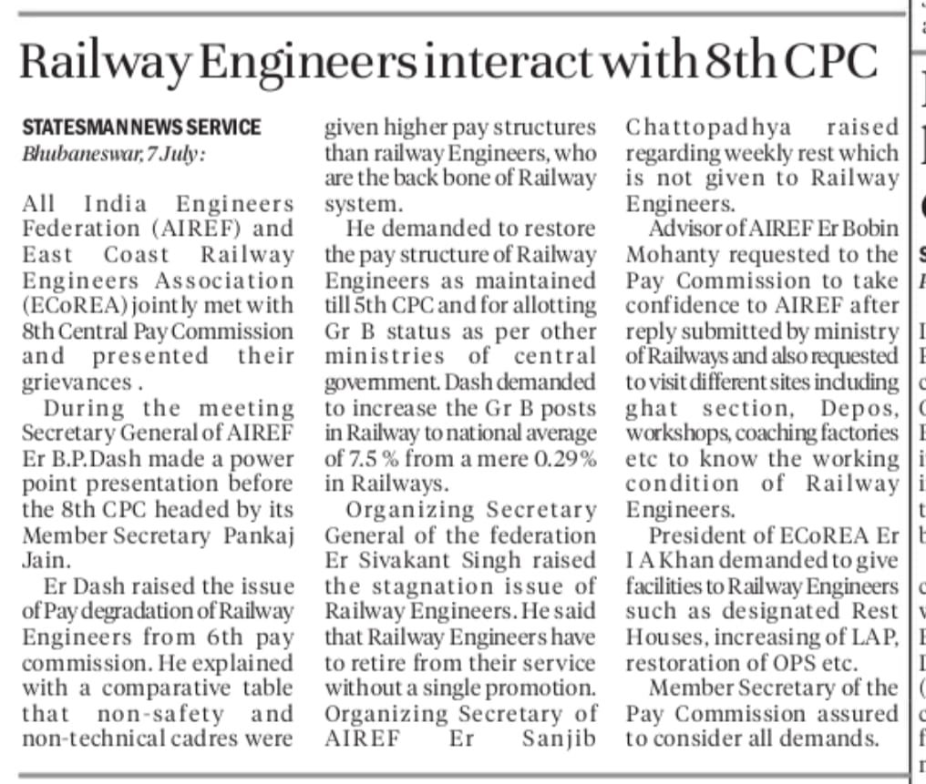 my_airef's tweet photo. News on meeting with @8thpaycommision at Bhubaneswar. @RailMinIndia @BMSkendra @brmsunion @nfirindia @airfindia https://t.co/JJj9F2mkKH