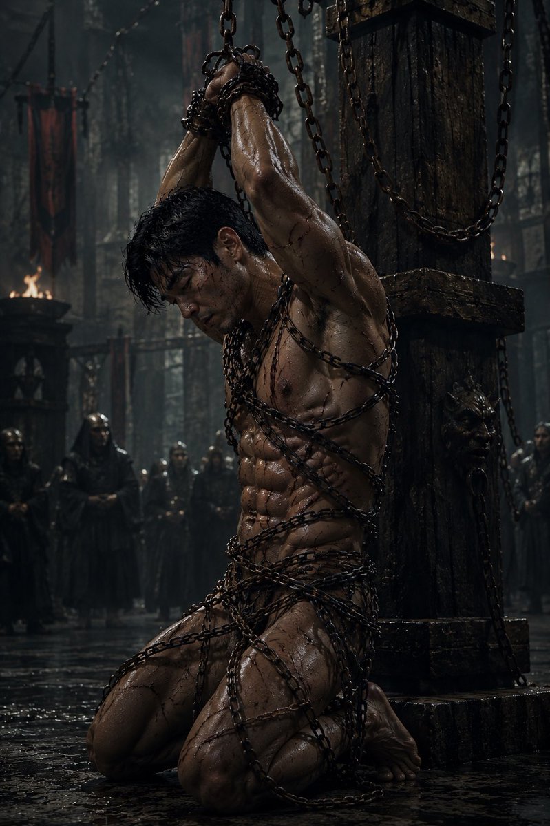 PrasittimayT's tweet photo. The Evil Lord Prisoner 

Bound by chains, not by fear. The fallen lord still kneels undefeated.

#JinWooKang #DarkFantasy #EvilLord #PrisonerScene #CinematicPortrait #KoreanEditorial #FantasyArt #DarkAesthetic #Photorealistic #UnbrokenSpirit https://t.co/zN45aDx9eL