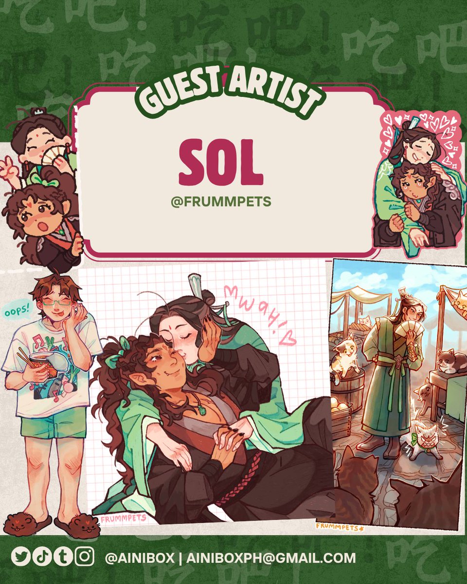 ainibox's tweet photo. 🥟 Another special has arrived! 🍵

We're delighted to welcome Sol (@frummpets) as a Guest Artist for Chī Ba: Let's Eat!! Their charming illustrations and warm storytelling are joining our menu!

Please give them a warm welcome! 💚

#MXTXMerchBox2027 #MXTXDigitalCalendar2027 https://t.co/ljw4V6thJ9