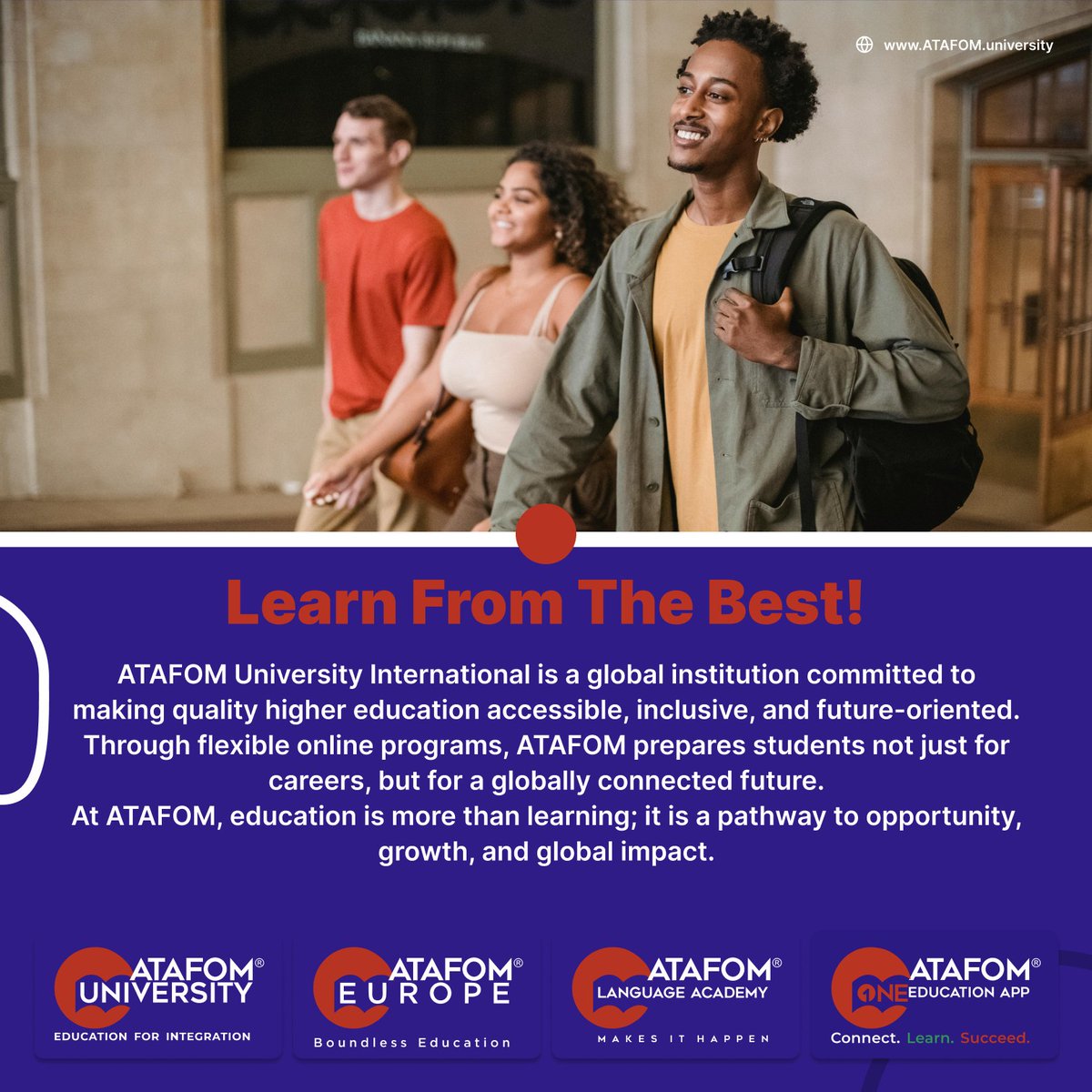 ATAFOMEurope's tweet photo. 🎓 Learn From The Best.

ATAFOM University International empowers learners through accessible, flexible &amp; globally connected education.

🌍 Connect.
📚 Learn.
🚀 Succeed.

Education for Integration – Learning Without Borders

https://t.co/inRlx8KJJ4

#ATAFOM #Education https://t.co/OQTk6Necml