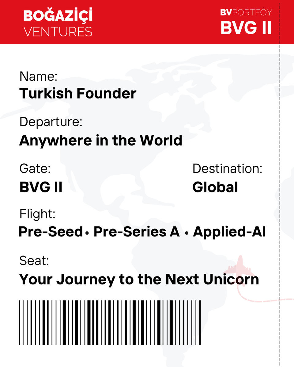 BogaziciVenture's tweet photo. With BVG II, we back Turkish founders flying the Pre-Seed to Pre-Series A route on the Applied AI track. Your gate to the next unicorn is open.
📧 startups@bogaziciventures.com
#BoğaziçiVentures #BVGII #AppliedAI #VentureCapital #TurkishStartups https://t.co/6z4sFEDJBj
