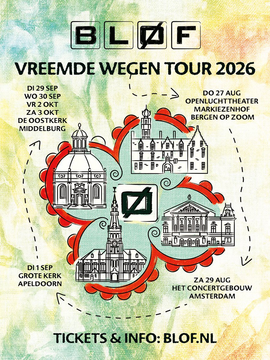 blof's tweet photo. De Vreemde Wegen Tour keert terug! We gaan dit najaar weer spelen op bijzondere locaties in Nederland: het Markiezenhof, Het Concertgebouw, de Grote Kerk en De Oostkerk.

Kaarten zijn vanaf a.s. vrijdag 10 juli 10:00 uur verkrijgbaar via https://t.co/jf8wyH0Vf4 https://t.co/paj3kQ9g9K
