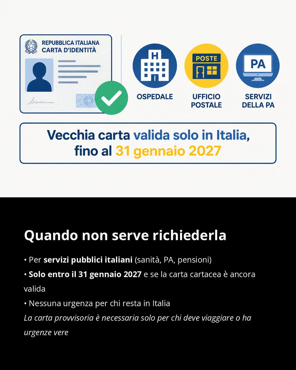 businessonlinei's tweet photo. Dal 3 agosto la carta d’identità cartacea non sarà più valida per l’espatrio. Scopri chi deve richiedere la carta provvisoria, per quanto dura, come funziona e i rischi da conoscere prima di partire. Agisci in tempo! #documenti #viaggi
https://t.co/c56q3K8kOL https://t.co/F1VYSNIUR7