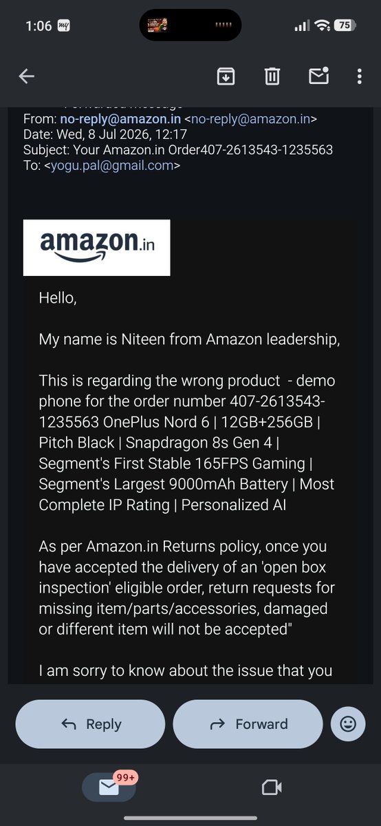 saurabhh__'s tweet photo. @amazonIN  Extremely disappointed. Despite submitting my order details, photos and an unboxing video proving I received a different model than ordered your team closed the case citing Open Box DeliveryI have now escalated this to the National Consumer Helpline Docket No. 9672247 https://t.co/66aFNKxdXX