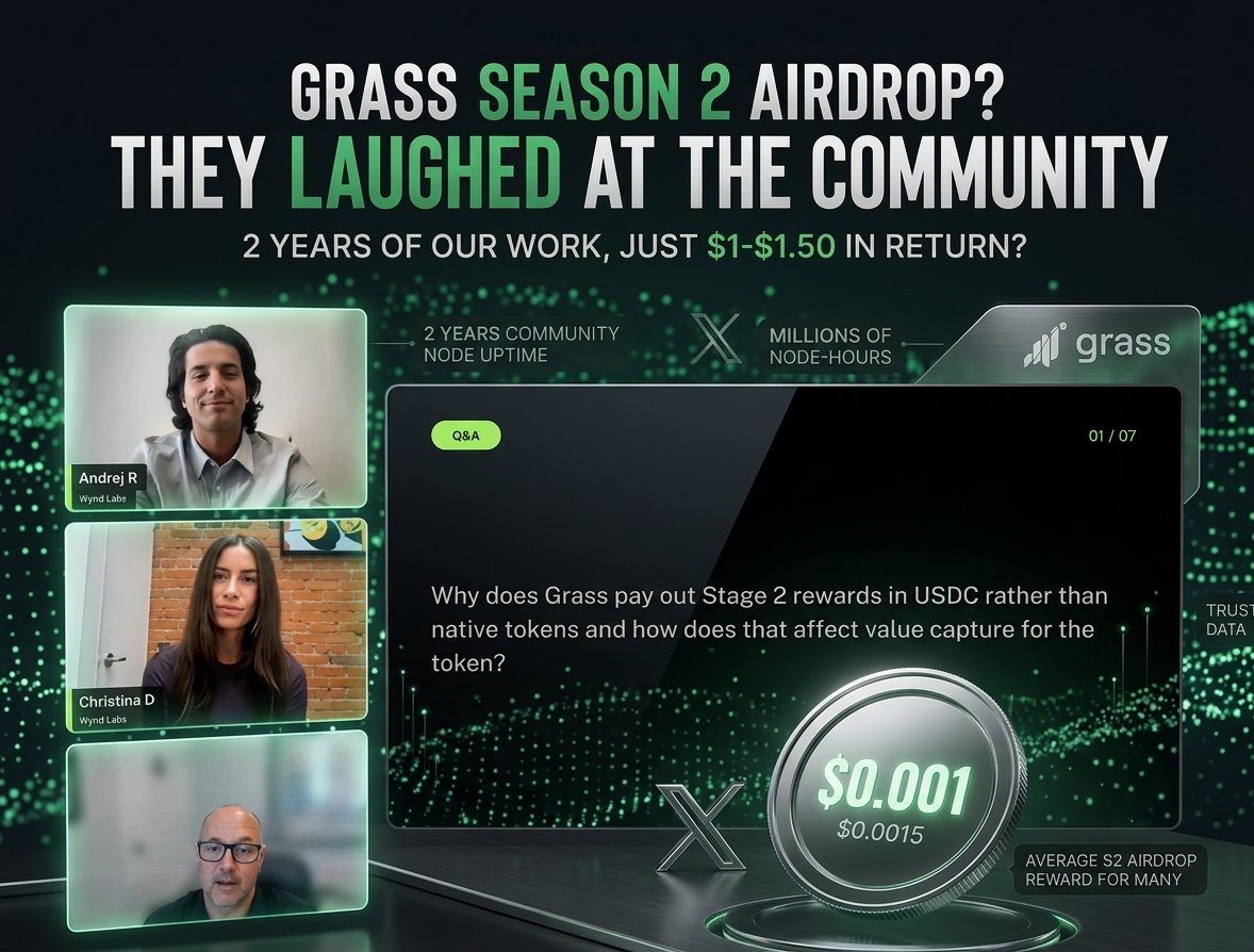 Makingwavesw's tweet photo. ๐คฌ Outrage in $GRASS community! ๐
S2 rewards are just $1-$1.50 after 2 years, despite $75M in revenue. ๐ฐ
Worse? The team laughed & smiled on the call, treating users like a joke. ๐ก
Community response: Delete the app & report! ๐
#Grass #GrassScam #Airdrop #DePIN https://t.co/04IqLNBUMq