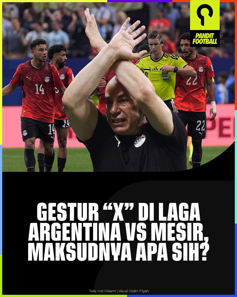 panditfootball's tweet photo. Di tengah hiruk pikuk kemenangan tipis Argentina atas Mesir, jagat maya mendadak ramai membicarakan gestur 'X' yang berulang kali ditunjukkan pelatih Hossam Hassan. https://t.co/5yqaV8GxBu