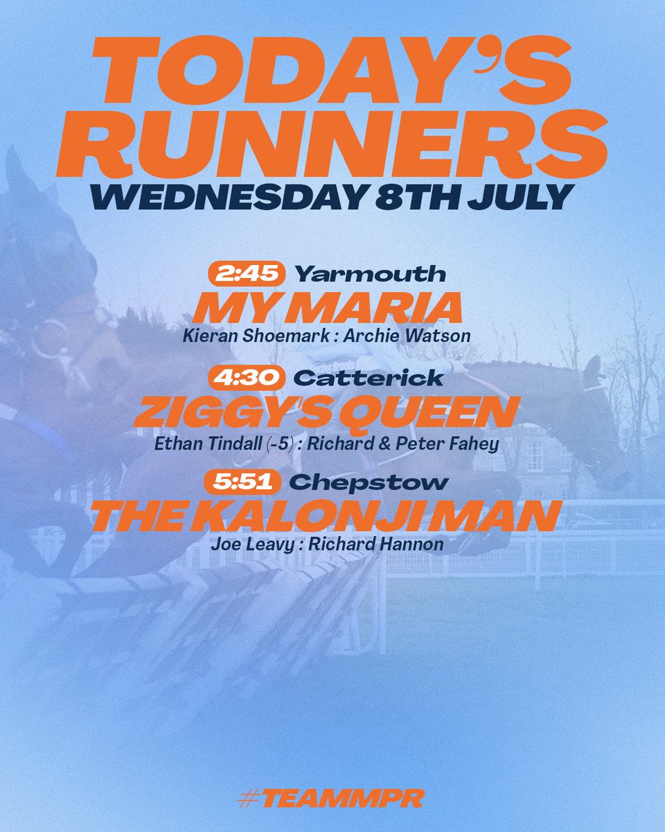 MprUpdates's tweet photo. We have three runners from @GTYarmouthRaces, @CatterickRaces and @Chepstow_Racing today. Good luck to all! #TeamMPR https://t.co/L8fOrCBe8N
