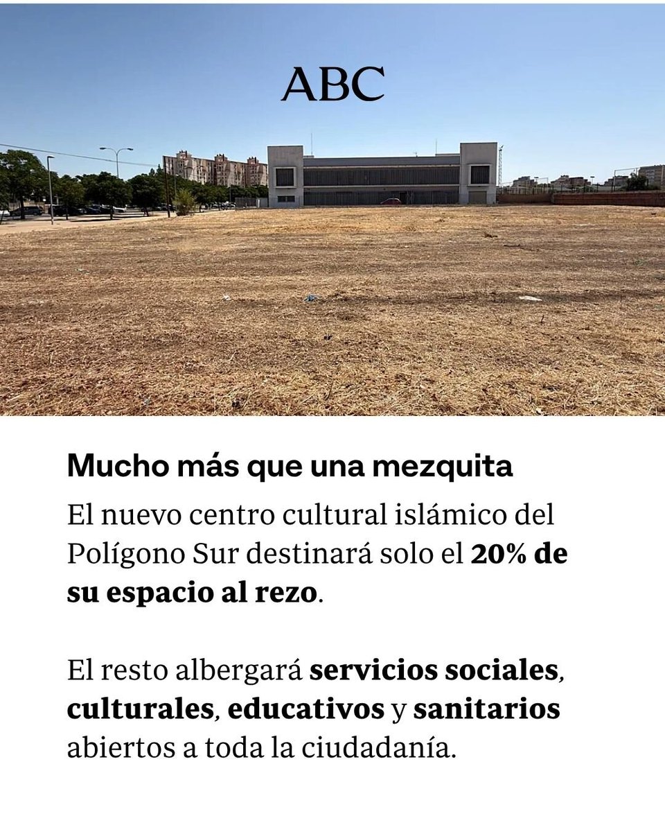 abcdesevilla's tweet photo. 🕌🏥 La mezquita del Polígono Sur tendrá centro médico de 'prioridad musulmana', comedor e información para turistas.

🔗 https://t.co/VLpZVqu1pS

✍🏻 Cristina Rubio

#sevillahoy #PolígonoSur https://t.co/ko6O7PBsJz