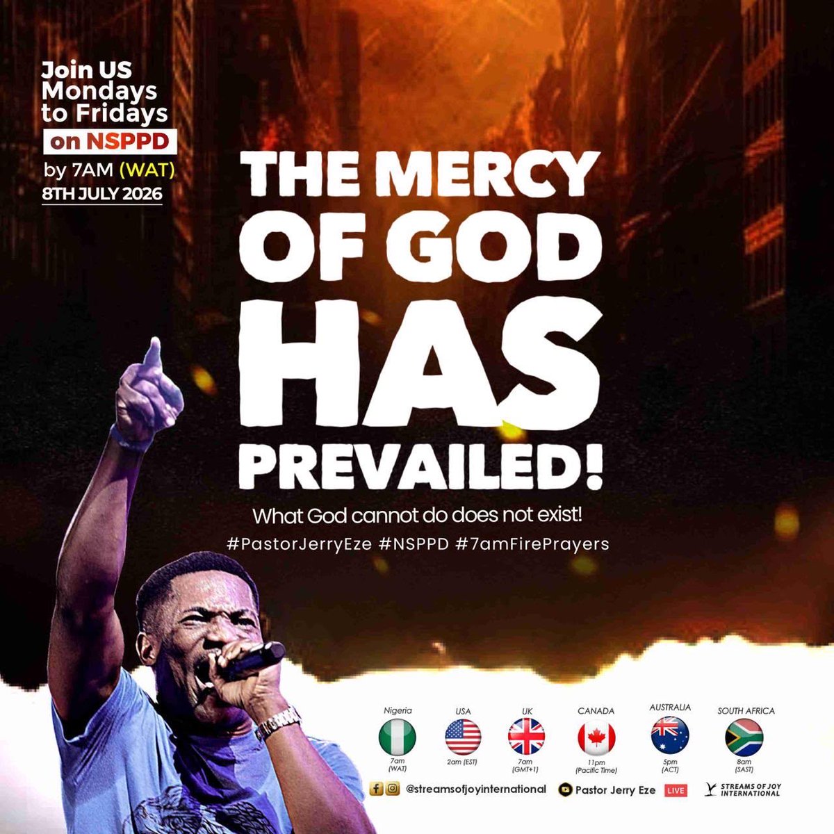 SOJToronto's tweet photo. THE MERCY OF GOD HAS PREVAILED!!
What God cannot do does not exist!!!
#NSPPD
#7amfireprayers
#PastorJerryEze
#StreamsofJoyToronto🇨🇦
#StreamsOfJoyInternational https://t.co/nJqovvHuLh