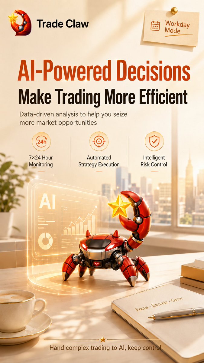 TradeClaw_'s tweet photo. Trade smarter. Execute faster. Stay in control.
Trade Claw brings AI-powered decisions, automated strategies, and intelligent risk management to the future of trading.
#TradeClaw #AI #Web3 #Crypto #AgentFi https://t.co/Z0aFXzbpp4