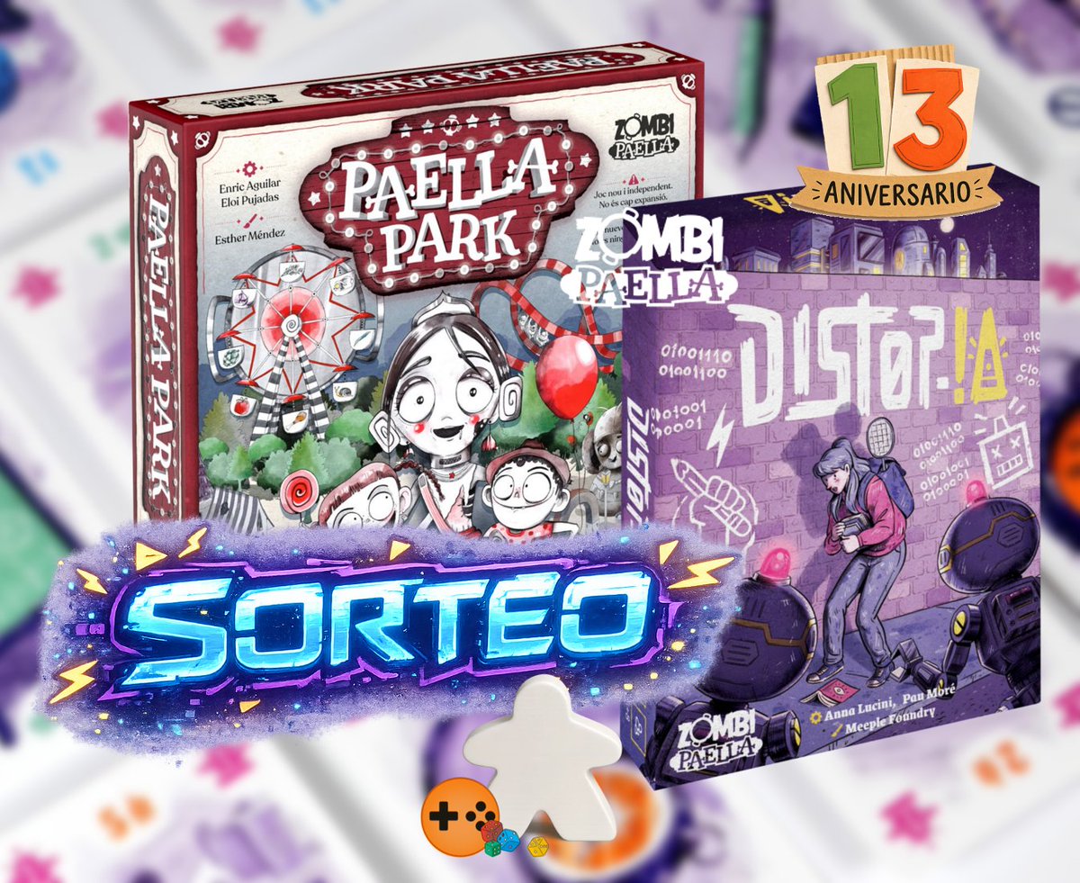 consolaytablero's tweet photo. ¡SORTEO 13 ANIVERSARIO! Tenemos un pack compuesto por Paella Park y Distop-IA. ¿Lo quieres?

1️⃣Sigue a @zombipaella y a @consolaytablero 
2️⃣Menciona a tus amigos
3️⃣Repostea

Hasta el 14 de julio, a las 23:59. Válido para residentes en España. #juegosdemesa #sorteo https://t.co/aM2NrK3l0d