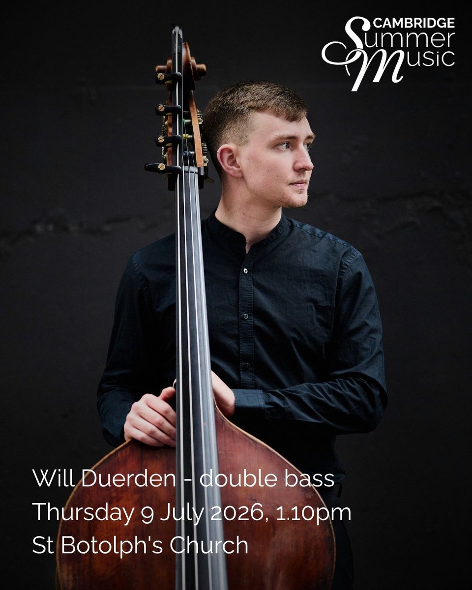 cambridgemusic's tweet photo. Will Duerden (double bass) &amp; Svitlana Kosenko (piano) Thursday , 1.10pm at St Botolph’s Church. A rising star + a brilliant programme from Montag to Bottesini. Tickets £15 (£7.50 U25s) — available on the door, cash or card.
Supported by @YCATrust 
https://t.co/bvefZIPe0w https://t.co/r1ahYYaRgZ