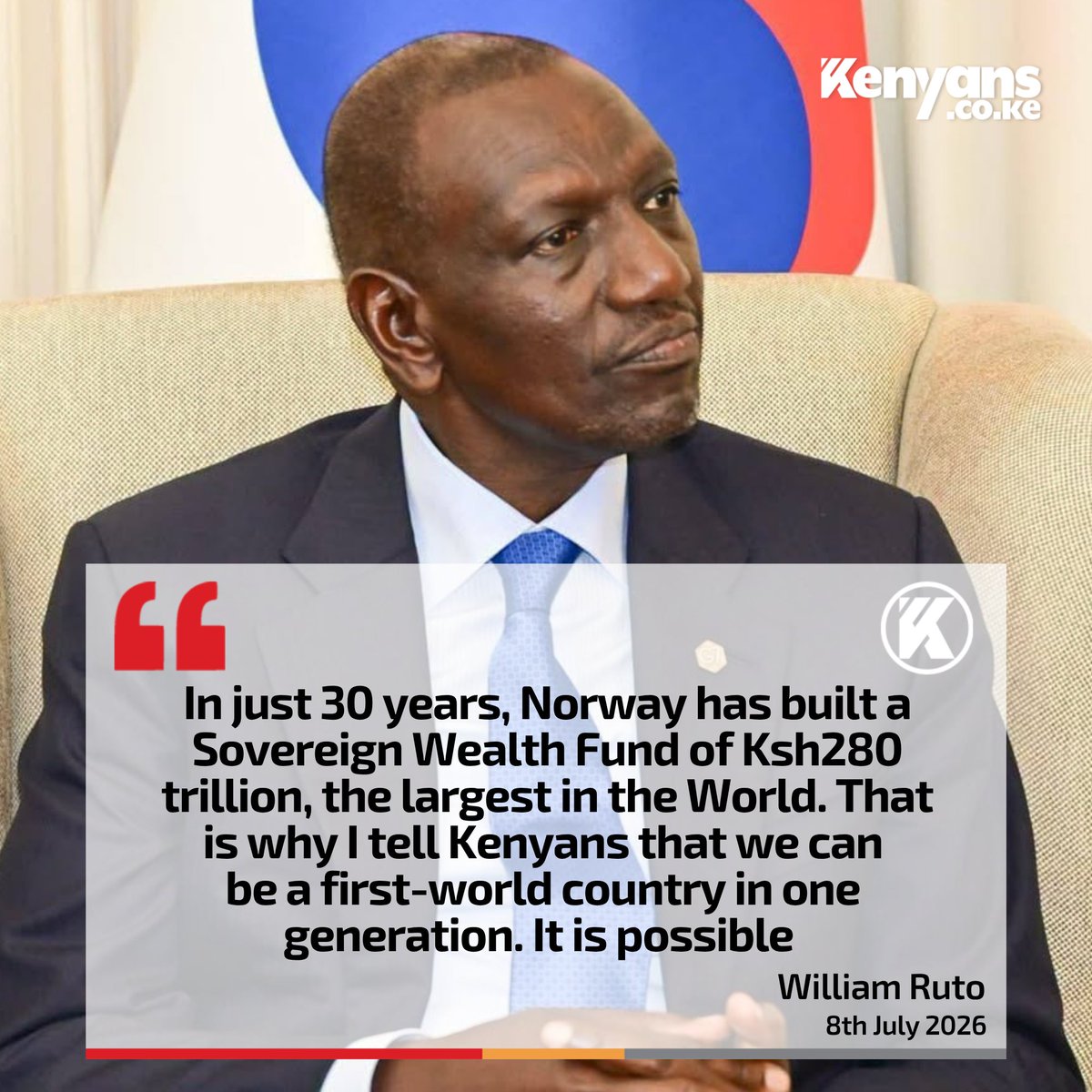 Kenyans's tweet photo. Just like Norway, Kenya can be a first-world country in one generation - Ruto https://t.co/RzbL2G85F5