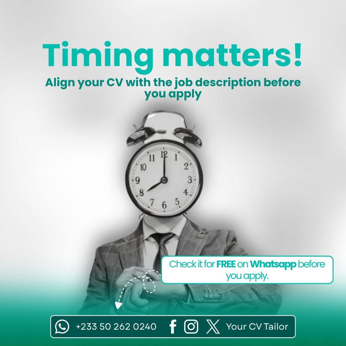 yourcvtailor's tweet photo. Applied to 50 jobs
And you're still waiting?
The problem might not be your experience.
It might be your CV.
Before your next application:
✅ Check your CV match for FREE.
Apply with confidence.
https://t.co/tkf9EHW4GF
#CVTailor #JobSearchGhana #CareerGrowth #ResumeTips #ATS https://t.co/xKmMYKSSzq