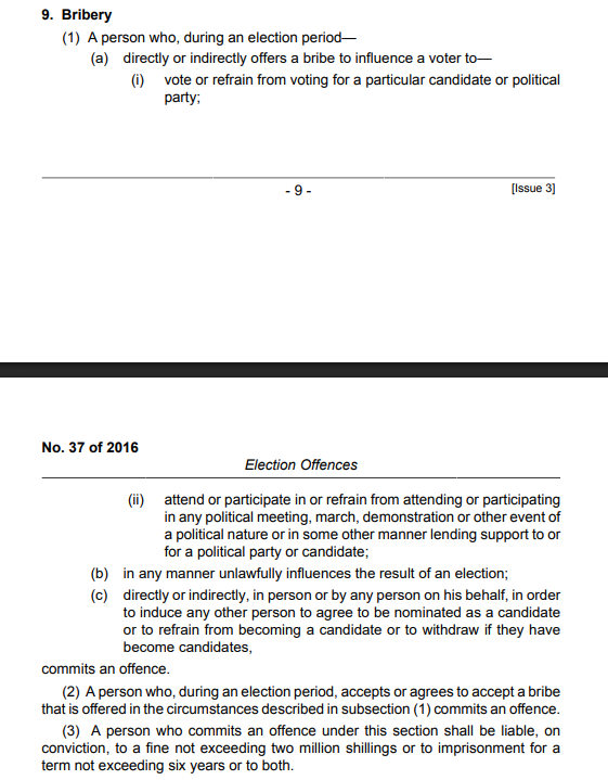 ComradeKE's tweet photo. @EACCKenya, @IEBCKenya are suddenly blind to these clauses.

Usipoziba ufa utajenga...?

Expect 100x fold of what we are seeing come 2027. https://t.co/qjjSYO8W3j