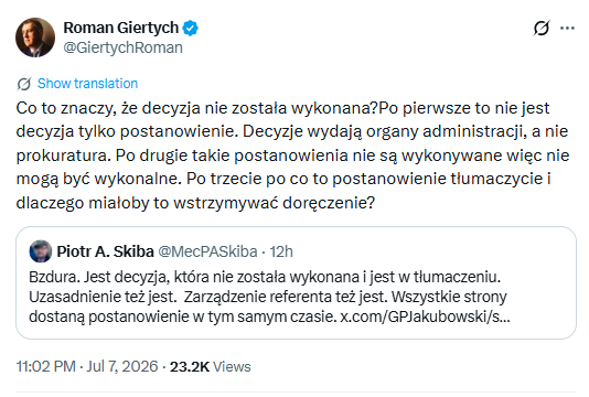GasewiczJarek's tweet photo. W Prokuraturze Okręgowej w Warszawie mają chyba pożar, bo okoliczności umorzenia śledztwa w sprawie "dwóch wież" Kaczyńskiego budzą wielkie wątpliwości. 
Nie było powodu, żeby tak bardzo śpieszyć się z publicznym ogłaszaniem tego umorzenia. Nie było powodu, żeby zlecać tłumaczenie postanowienia o umorzeniu na język niemiecki. Nie było powodu, żeby odmawiać pełnomocnikom dostępu do akt.
Poza tym, w świetle wcześniejszych publikacji medialnych i upublicznionych nagrań, nie było merytorycznego powodu, żeby umorzyć to śledztwo.
Prokurator Małgorzata Szeroczyńska zrobiła coś dziwnego, zasługuje na ostrą krytykę i musi wyjaśnić czym się kierowała. Niezależność prokuratorska nie obejmuje zgody na działania poza prawem i sprzecznie z twardymi dowodami.