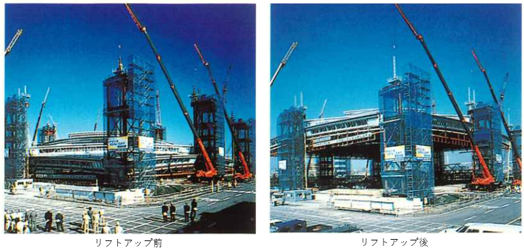 T_Bigsight's tweet photo. #東京ビッグサイト #開業30周年 秘話✨

リフトアップ工法が使われたのは、
▼会議棟▼だけではありません。

東展示棟（1～6ホール）の大屋根も、
1ホールずつ持ち上げる形で建設され、
リフトアップは計6回実施されました。

工事によって、約17m引き上げられました🚧 https://t.co/Vv3VjYGCSX
