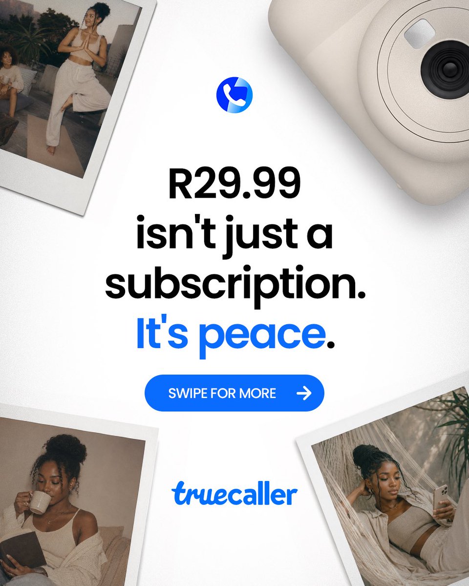 Truecaller_SA's tweet photo. Some subscriptions entertain you.
Others protect your peace.
For less than many everyday expenses, Truecaller Premium helps you focus on what matters most

#YouChoose #TrustTheRealOnes https://t.co/S2bSXeR4v0