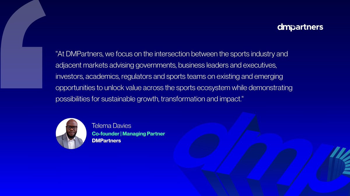 DMPartnersBA's tweet photo. Still an emerging sector, but we are building an enterprise to take a front row seat in defining a production-focused and investable outcome for the sports ecosystem in Africa. 

Our co-founder and Managing Partner @telemaspeaks puts it concisely.

#dmpaadvisory #sportseconomy https://t.co/RILMlSPzur