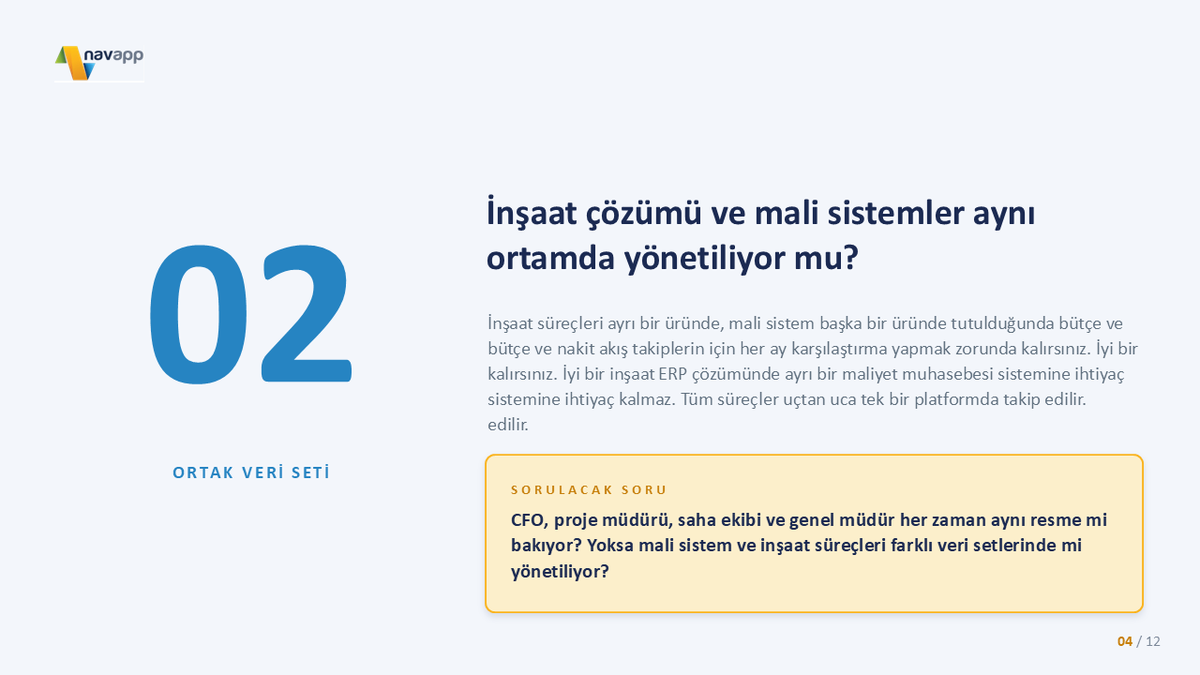 MSNavapp's tweet photo. İnşaat sektörü için ERP seçerken sormanız gereken 7 kritik soruyu sizin için derledik. https://t.co/aoPVKrPCzX