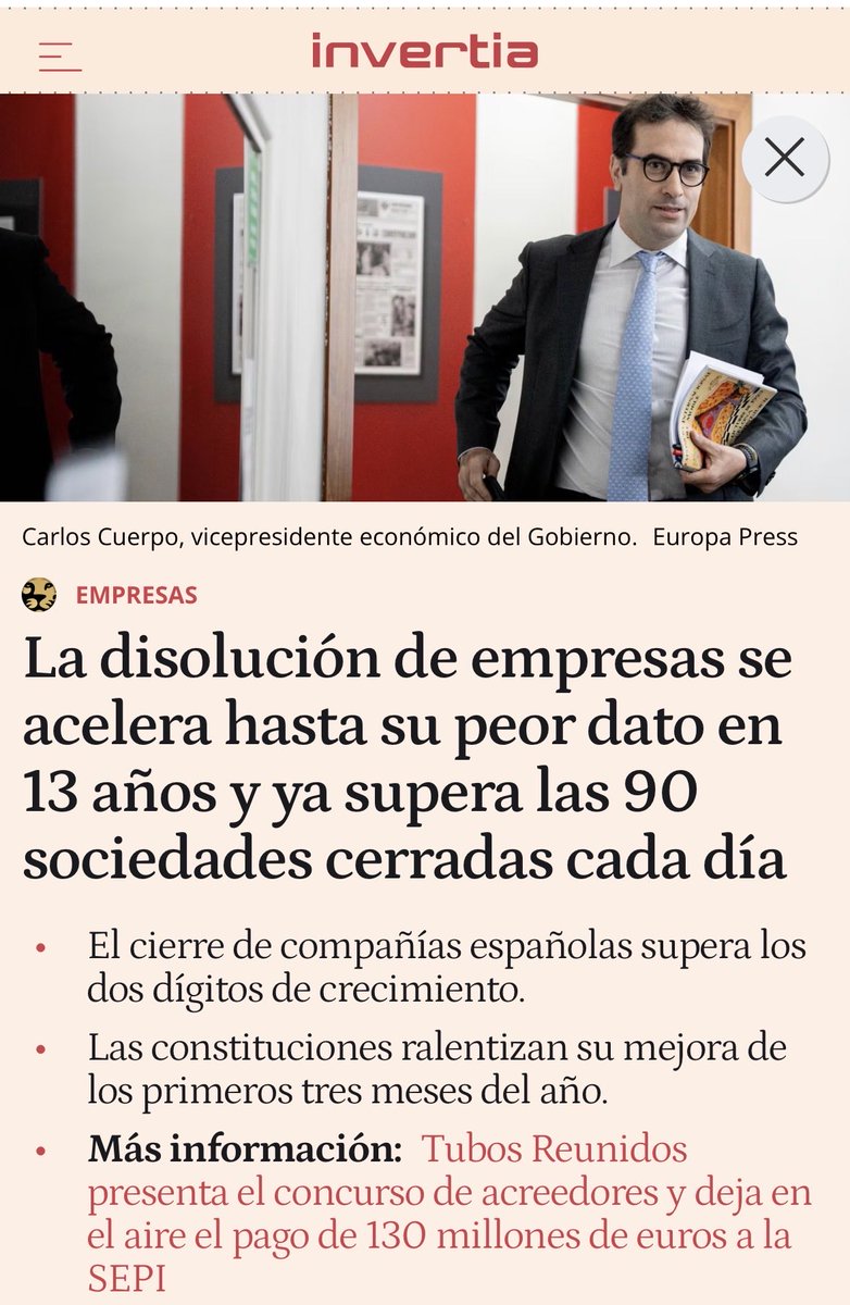 FigaredoJoseM's tweet photo. En España hoy se disuelven más empresas que nunca en los últimos 13 años. 

Y ello a gracias a la política económica de este gobierno del supuesto progreso. La España de hoy es un desastre económico a pesar de los falsos datos económicos que intentan vender, https://t.co/gPZJq3Xn8E