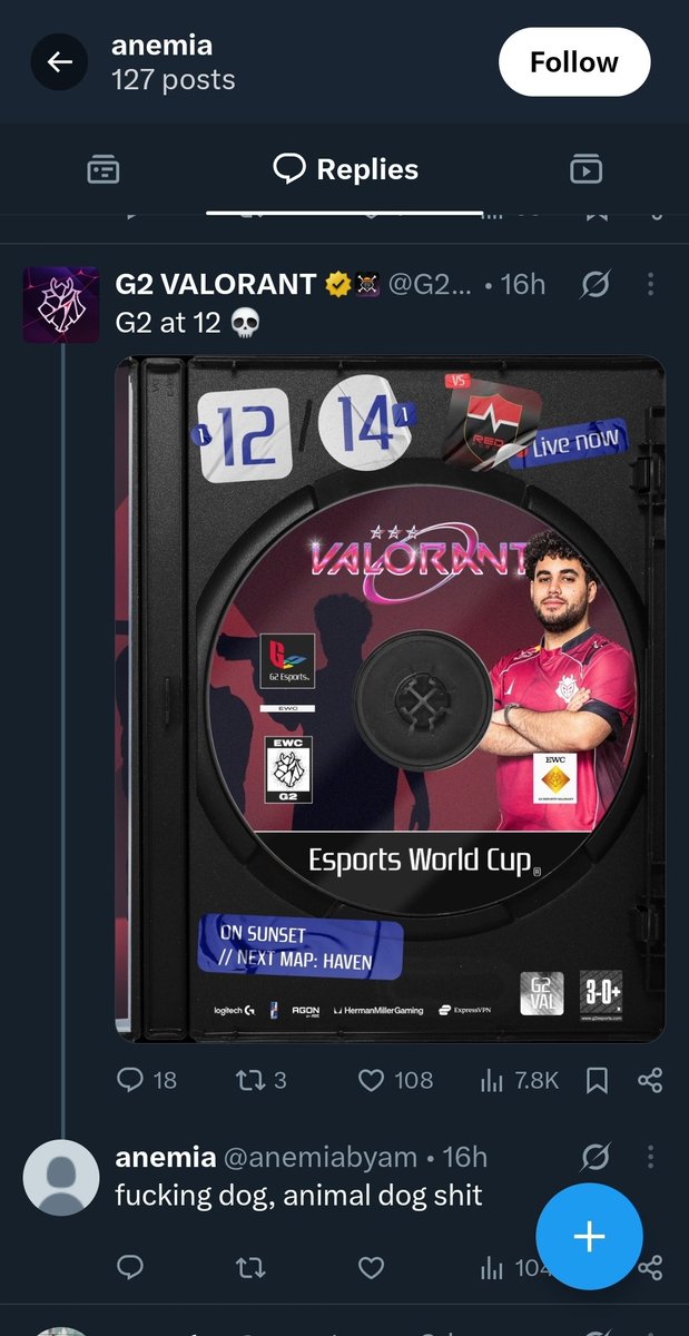 Slyeyay's tweet photo. @anemiabyam @G2League shut the fuck up subhuman bettor https://t.co/lGd9ASxA1f