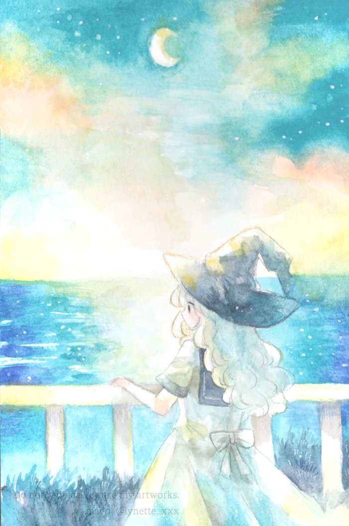 シャトー水彩画 横91センチ縦65センチ sea #イラスト #illustration #透明水彩
