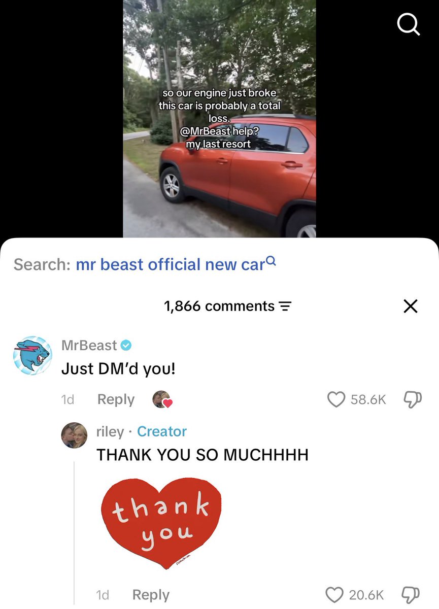 RILEYtheband's tweet photo. wrong fucking riley bro i was asking for a new van for YEARS @MrBeast https://t.co/UlHuIindgR