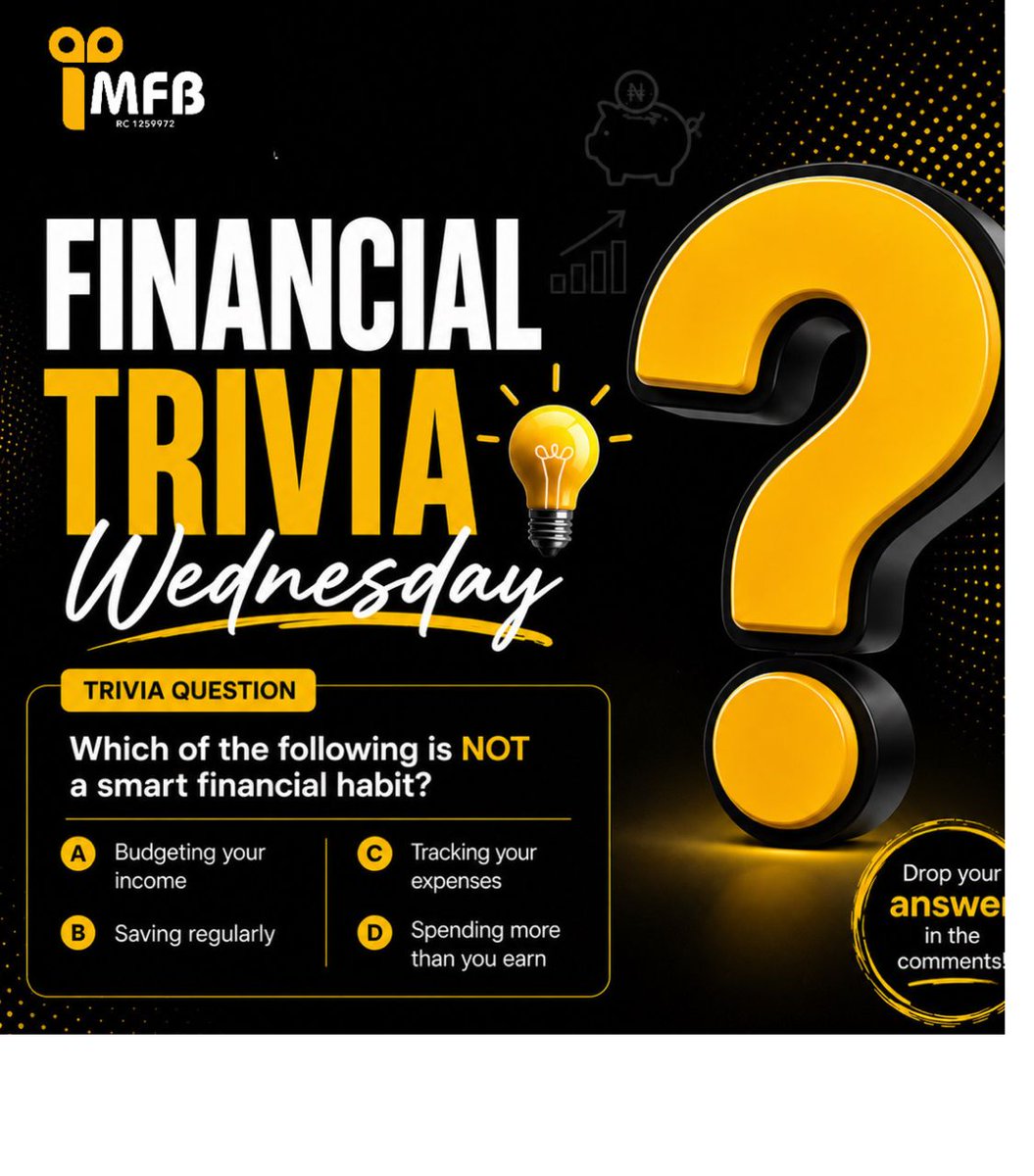innovativeMFB's tweet photo. 💡 Think you’ve got good money sense? Let’s find out! It’s Financial Trivia Wednesday, and we’ve got a quick challenge for you.  #financialliteracymatters #smartmoney #innovativeMFB https://t.co/XFb3aO73K2